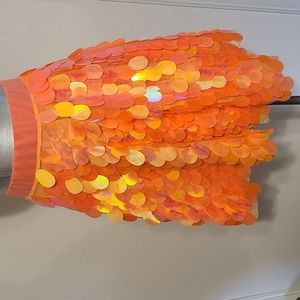 Bright &fun Designer Maggie Barry custom made orange sequence swing skirt.